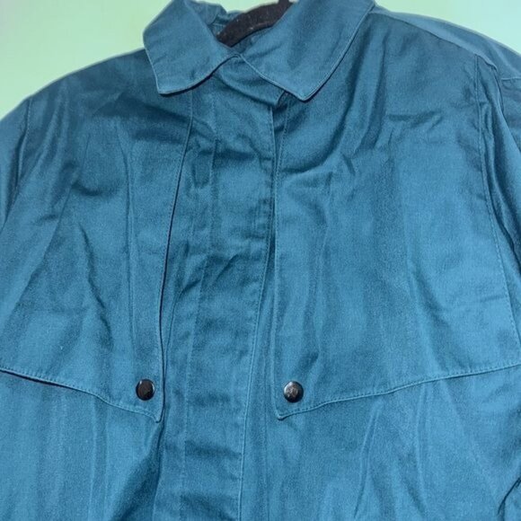 J.G. Hook Womens Teal Trench Coat Size 6 Demi Petite Polyester Wool Blend - Picture 3 of 12